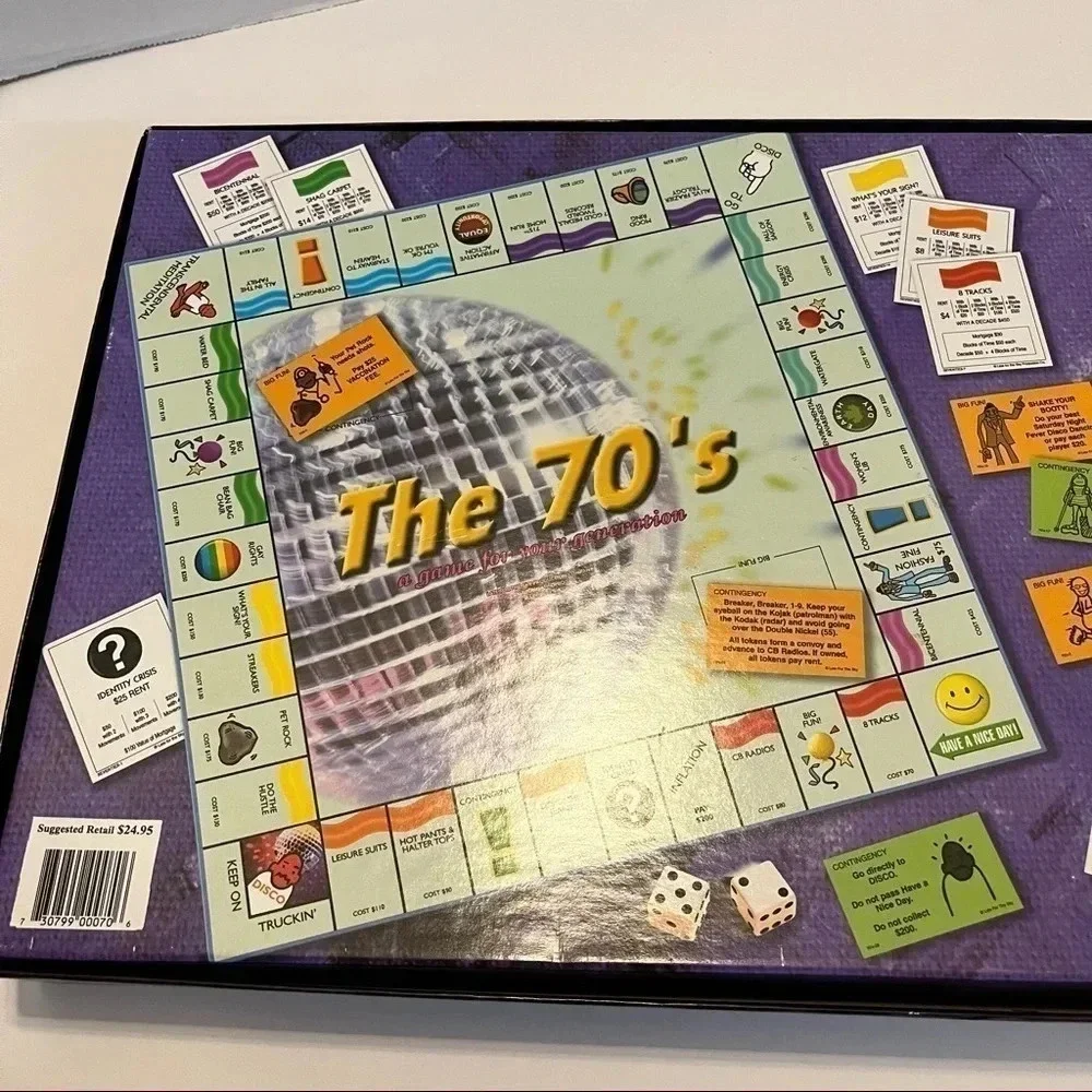 Monopoly themed The 70's real estate board game for your generation 1970…